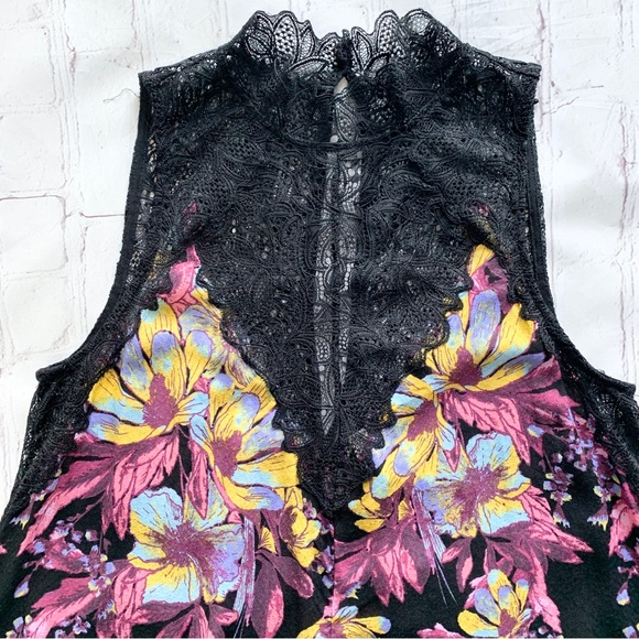 Free People Marsha Floral Printed Slip Dress High Neck Flirty Feminine Boho Fall - Picture 6 of 11